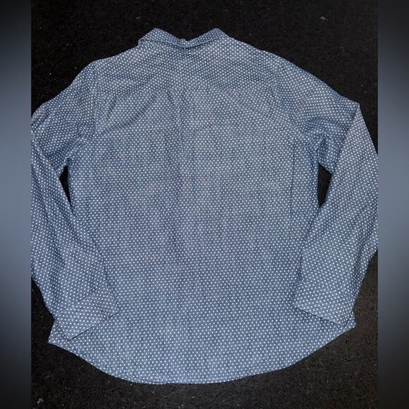 UEC OLD NAVY Blue White Polka Dot Long Sleeve Button-Up Chambray Shirt Sz M - Picture 3 of 8